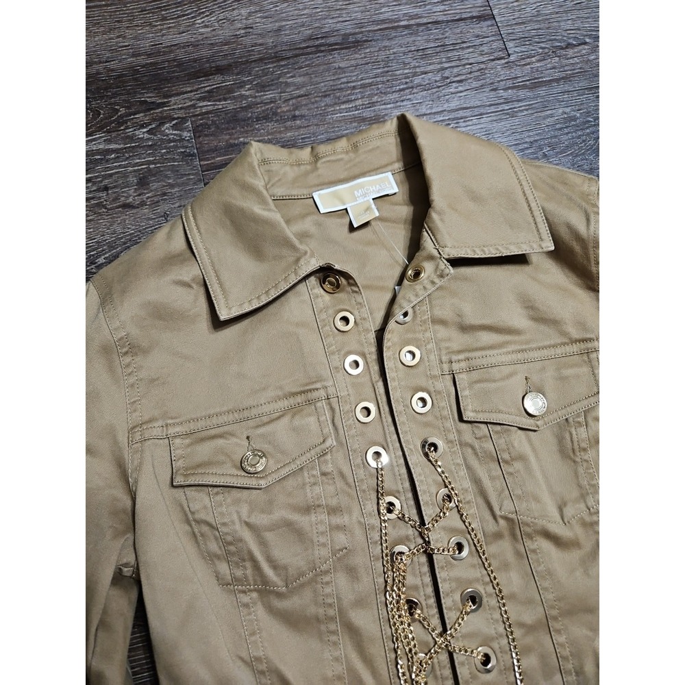 Michael Kors Chain Lace-Up Mini Dress In Dark Camel Size 0 - Picture 4 of 15